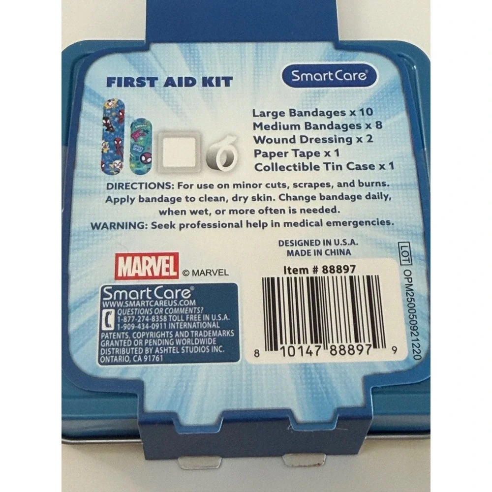Marvel Spidey and His Amazing Friends 21pc First Aid Kit Tin Smart Care 88897‎
